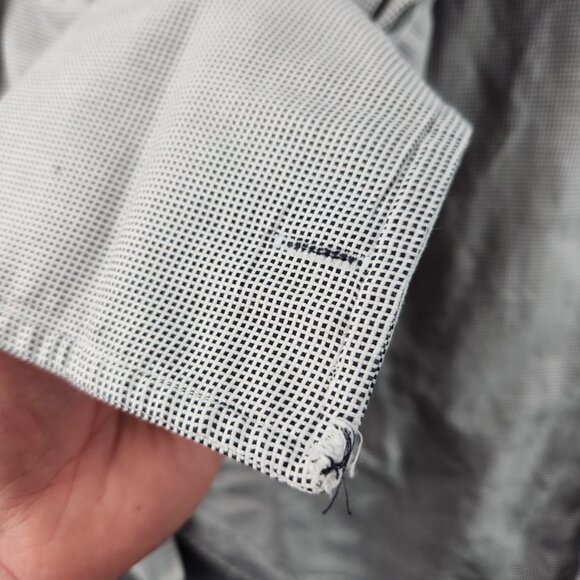 Faconnable USA Cotton Check Large 16.5 Black Shirt Men Button Up French Cuff - Picture 15 of 16